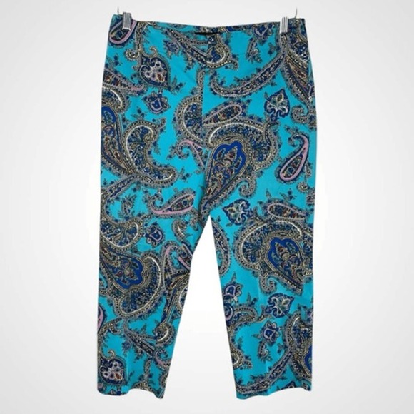TALBOTS Cropped Paisley Slim-Fit Pants, Size 2P - Picture 4 of 8